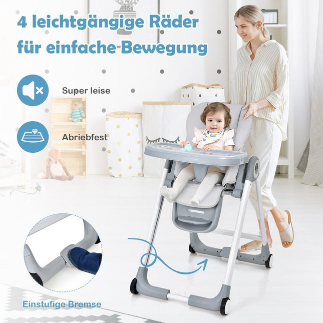 4 in 1 baby high chair foldable baby chair with reclining function 84 x 56 x 104 cm gray