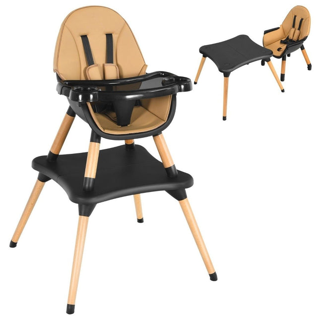 4-in-1 baby high chair with safety belt & removable tray children's seating group brown