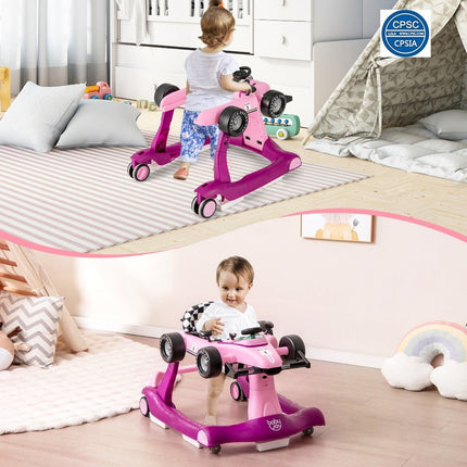 4 in 1 baby walker foldable walker with adjustable height 15kg load capacity purple