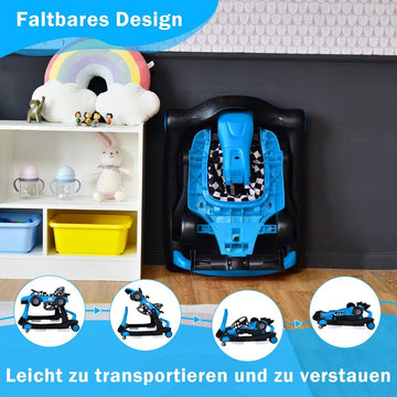 4 in 1 babywalker opvouwbare babywalker 73 x 61 x 51,5/53,5/55,5 cm blauw