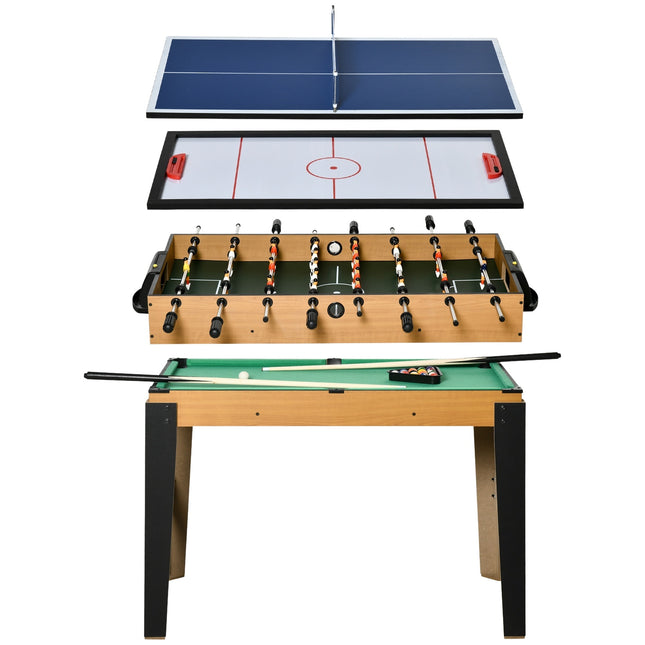 4-in-1 game table: Table tennis, Football, Billiards, Hockey, 107 cm