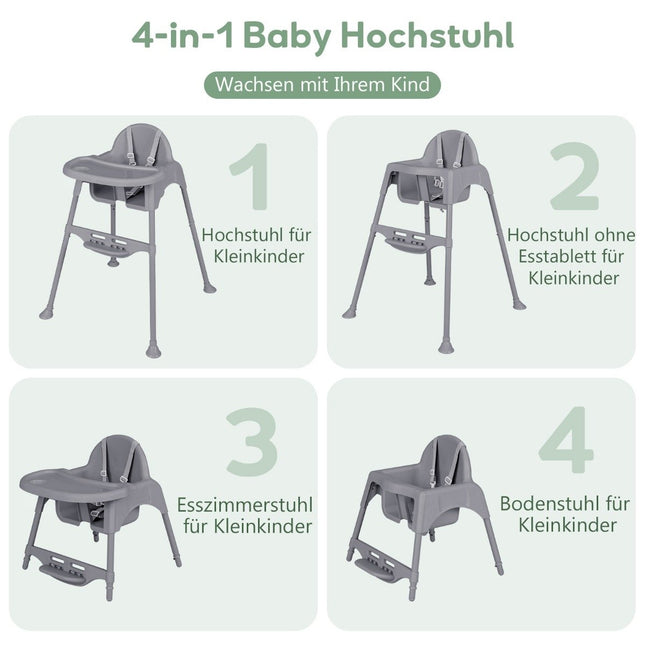 4 in 1 high chair baby high chair with removable tray baby high chair gray