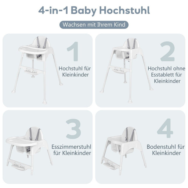 4 in 1 high chair baby high chair with removable tray baby high chair white