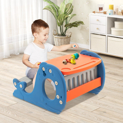 4 in 1 kids whale shaped easel with bench & double sided table top & whiteboard