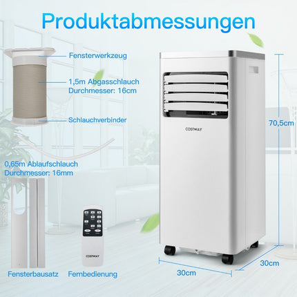 4 in 1 mobile air conditioning cooling & ventilating & dehumidifying air conditioning unit with exhaust hose 7000BTU white
