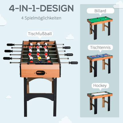 4-in-1 game table: football, hockey, tennis, billiards