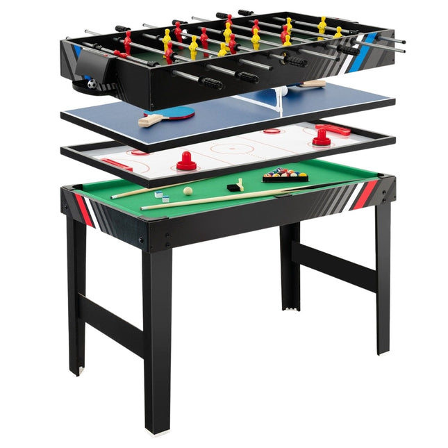 4-in-1 multi-game tafel met tafelvoetbal, poolbiljart, airhockey en tafeltennis arcade spelset