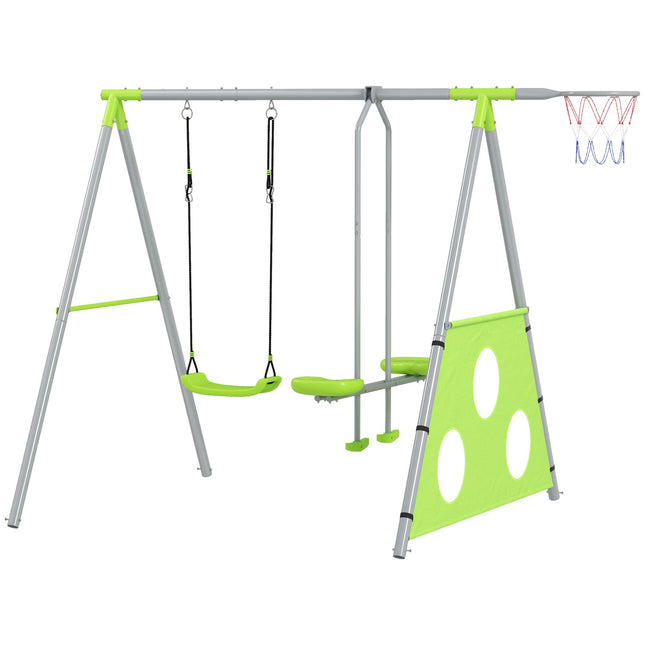 Children's outdoor swing set - slide, hoop, target and swing