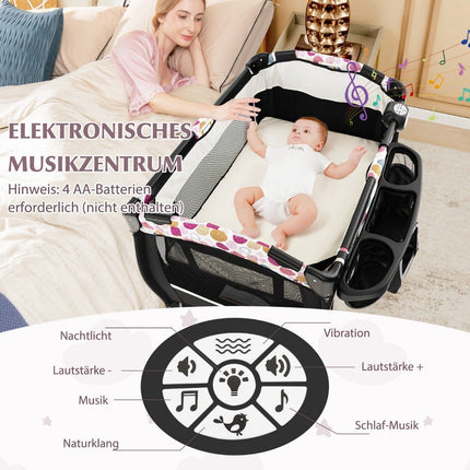 4 in 1 travel cot with mattress folding side bed with adjustable canopy circle