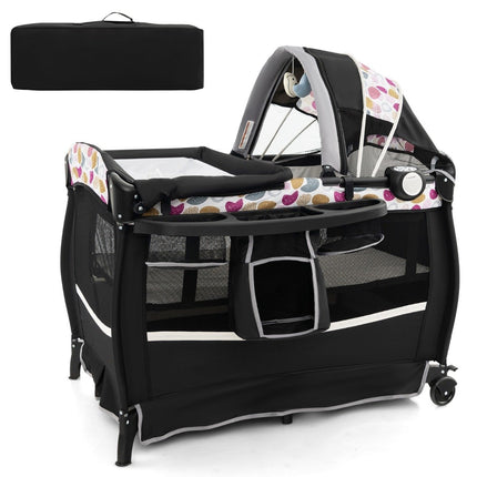4 in 1 travel cot with mattress folding side bed with adjustable canopy circle