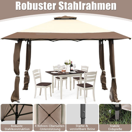 4 m x 4 m large event tent shade with 2-story roof brown