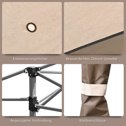 4 m x 4 m large event tent shade with 2-story roof brown