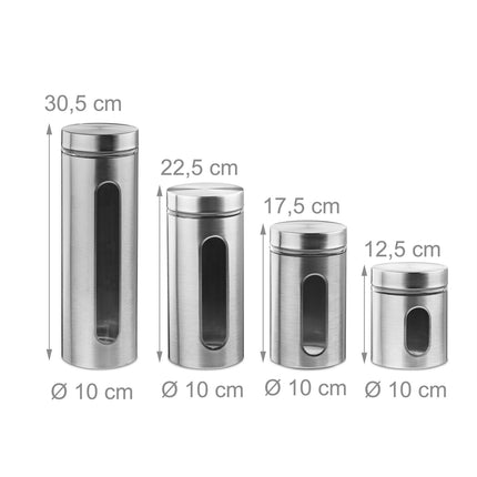 4 pcs. stainless steel storage jars