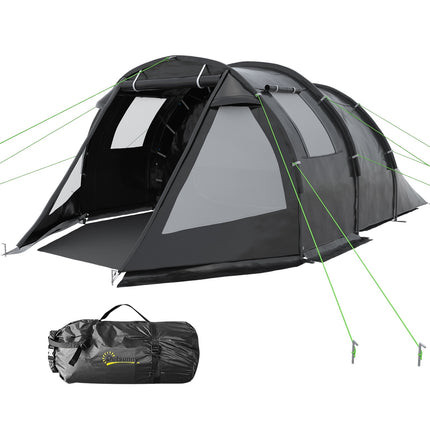 4-person tunnel tent, 2 rooms, UV protection, waterproof