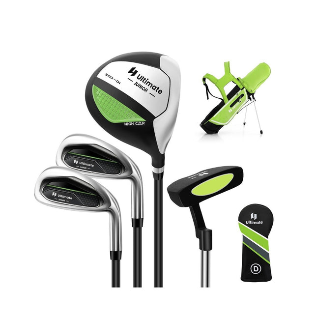 4-piece children's golf club set with golf bag and rain cover for children aged 8-10 years. Green
