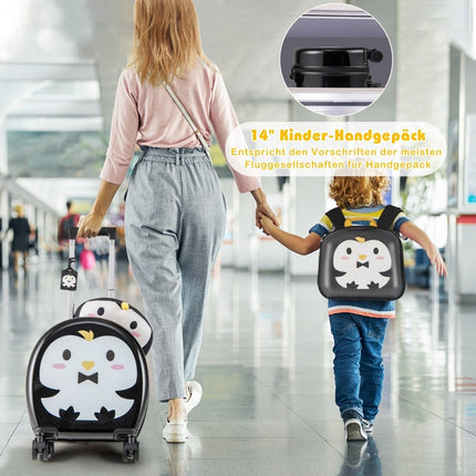 4-piece children's suitcase + backpack 10"+14" children's trolley with wheels black