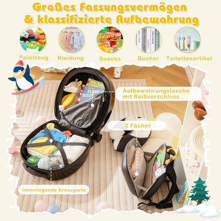 4-piece children's suitcase + backpack 10"+14" children's trolley with wheels black
