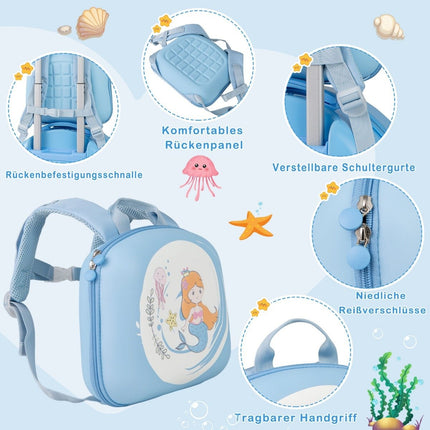 4-piece children's suitcase + backpack 10"+14" children's trolley with wheels blue