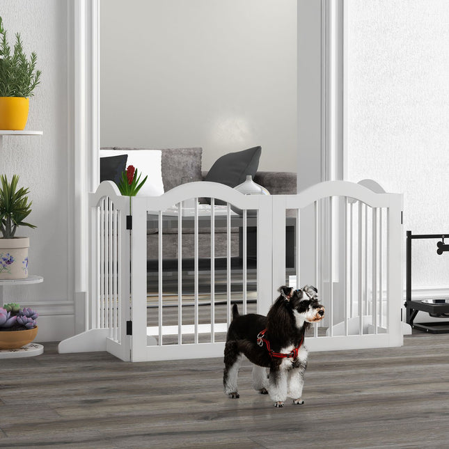 Folding dog gate with door, freestanding beam 203x61 cm