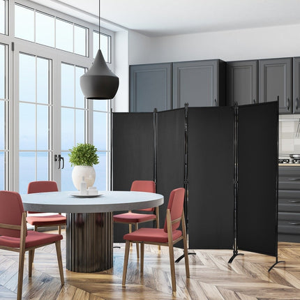 4-piece folding partition privacy screen for home, office 220 x 51 x 173 cm black