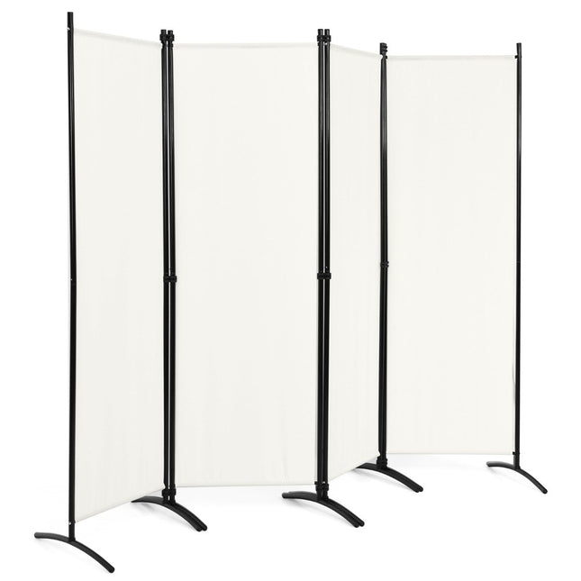 4-piece folding partition privacy screen for home office 220 x 51 x 173 cm white