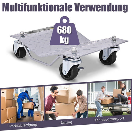 4 pieces of maneuvering aid 680 kg per platform Max. tire width 30 cm Wheel maneuvering roller maneuvering jack