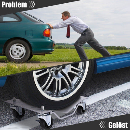 4 pieces of maneuvering aid 680 kg per platform Max. tire width 30 cm Wheel maneuvering roller maneuvering jack