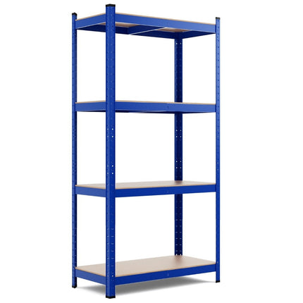 4-laags opbergrek met metalen frame, zwaar rek, kan tot 720 kg dragen, metalen rek, blauw