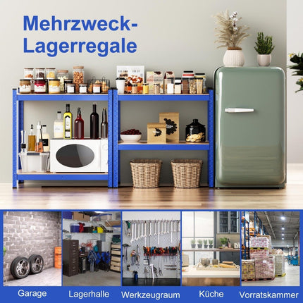 4-laags opbergrek met metalen frame, zwaar rek, kan tot 720 kg dragen, metalen rek, blauw
