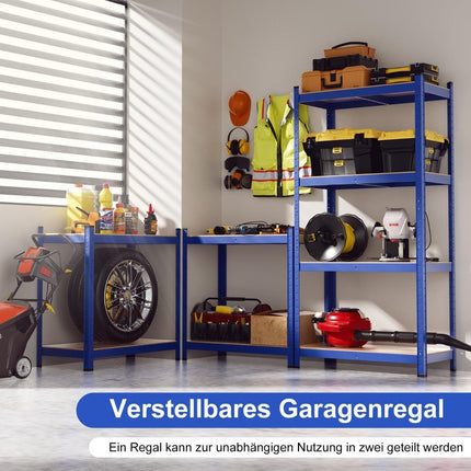 4-laags opbergrek met metalen frame, zwaar rek, kan tot 720 kg dragen, metalen rek, blauw