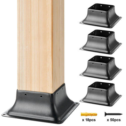 4x4 Post Base Brackets, 4-Pack Powder-Coated Steel