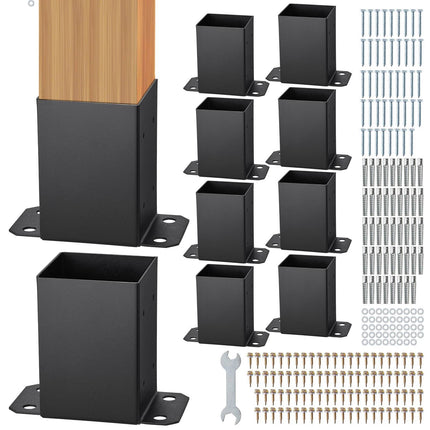 4x4 Post Base Brackets, Carbon Steel, 10-Pack, Black
