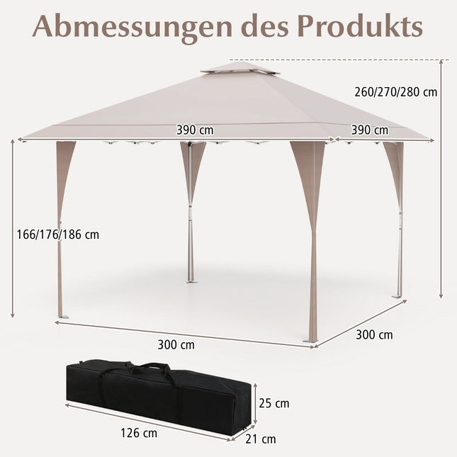 4 x 4 m Adjustable Pop-Up Pavilion with Metal Frame