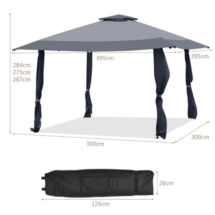 4x4m Event Canopy Tent, Double Roof, Adjustable Heights