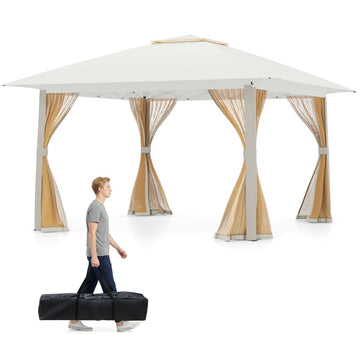 4x4m Pop Up Gazebo with Mosquito Net & Double Roof