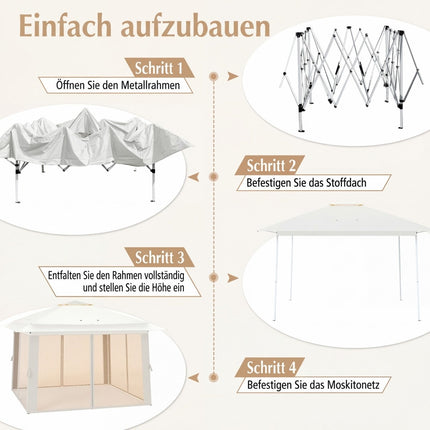 4x4m Pop Up Gazebo with Mosquito Net & Double Roof