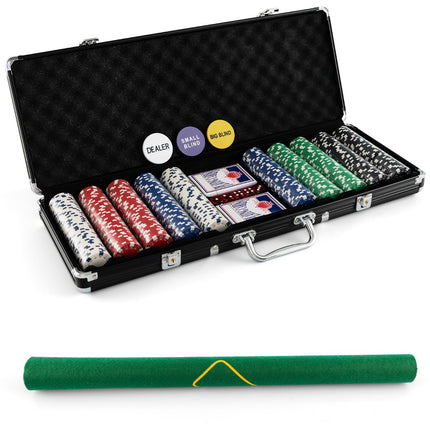 500-Piece Poker Chip Set – Aluminum Case, Texas Holdem