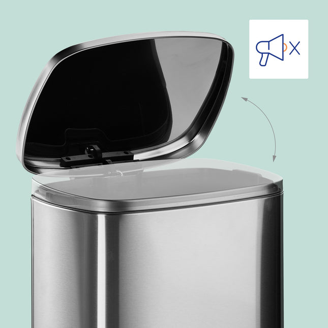 Pedaalemmer van roestvrij staal, 50 liter - deksel met softclose-functie