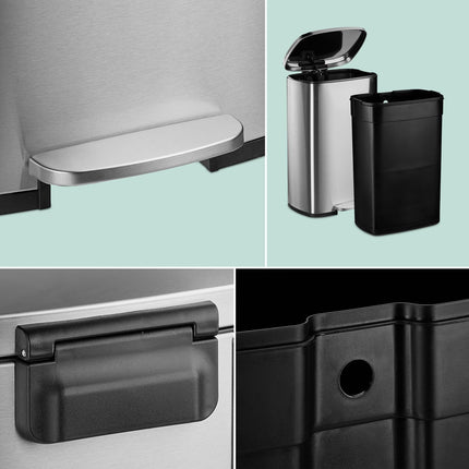 50L Stainless Steel Pedal Bin – Soft-Close Lid