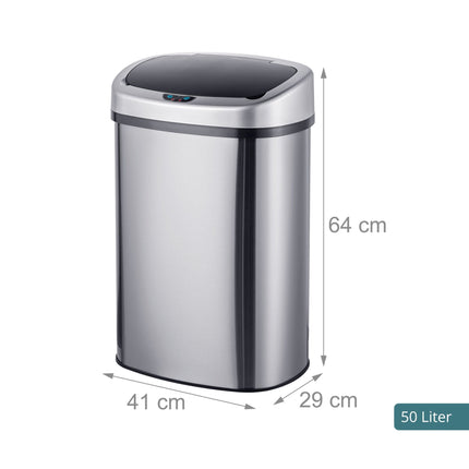 50L Stainless Steel Sensor Bin – Silver