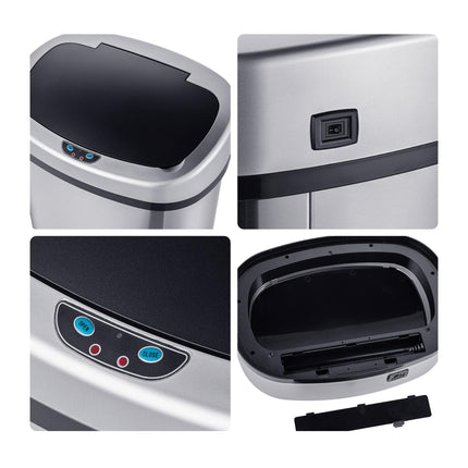 50L Stainless Steel Sensor Bin – Silver