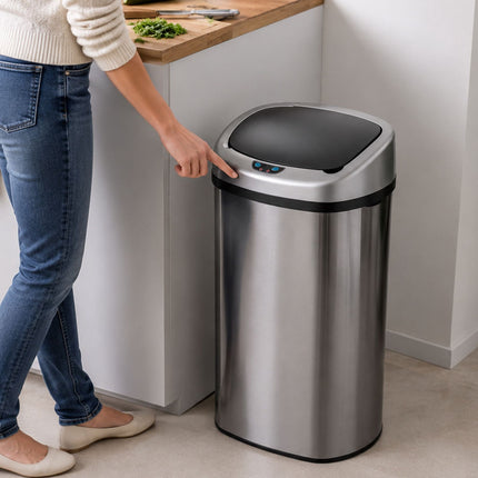 50L Stainless Steel Sensor Bin – Silver