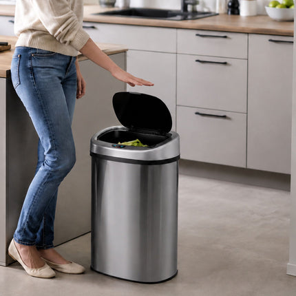 50L Stainless Steel Sensor Bin – Silver