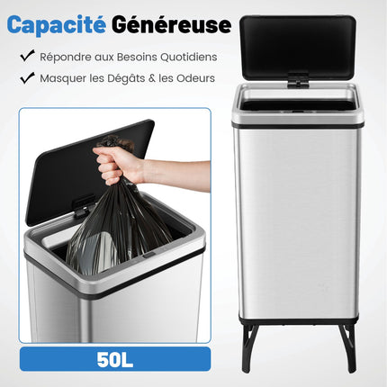 50L Touchless Motion Sensor Stainless Steel Trash Can