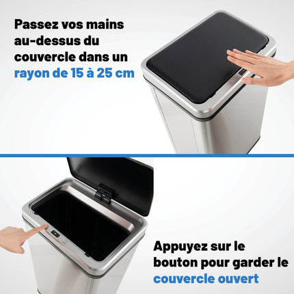 50L Touchless Motion Sensor Stainless Steel Trash Can