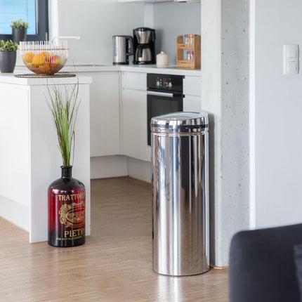 50 L Waste Bin Stainless Steel Trash Can Paper Basket Metal Garbage Storage