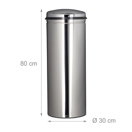 50 L Waste Bin Stainless Steel Trash Can Paper Basket Metal Garbage Storage