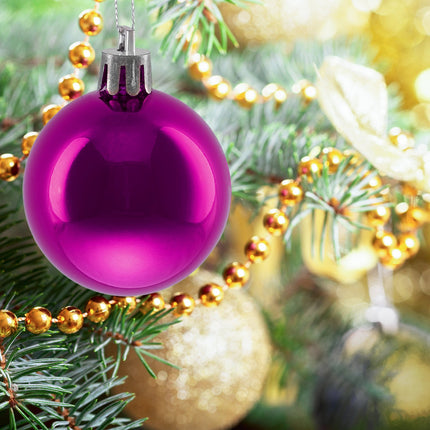 50 Shiny Christmas Tree Baubles, Glossy Finish