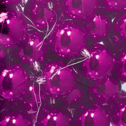 50 Shiny Christmas Tree Baubles, Glossy Finish