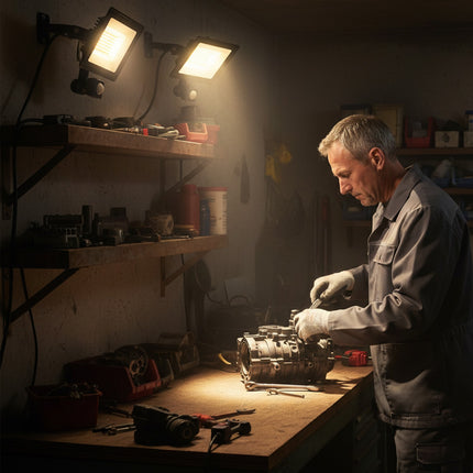 50W Adjustable Work Light, 3 Modes, Aluminum, Black